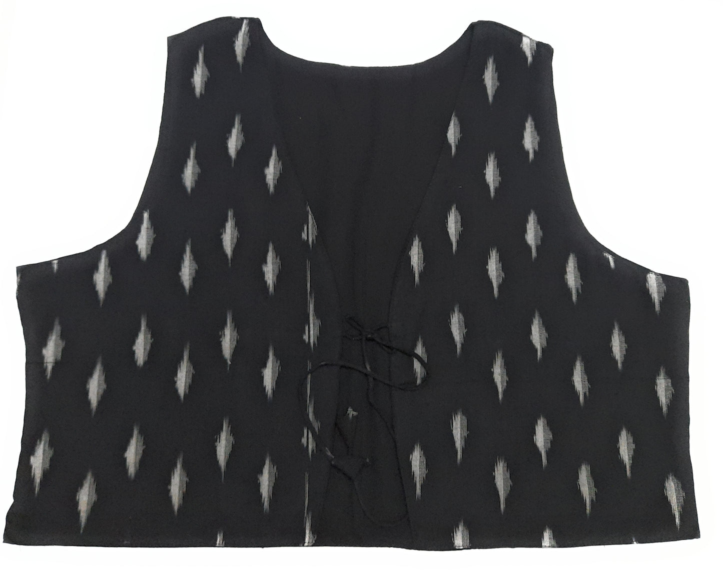 Black vest with white pattern on a white background