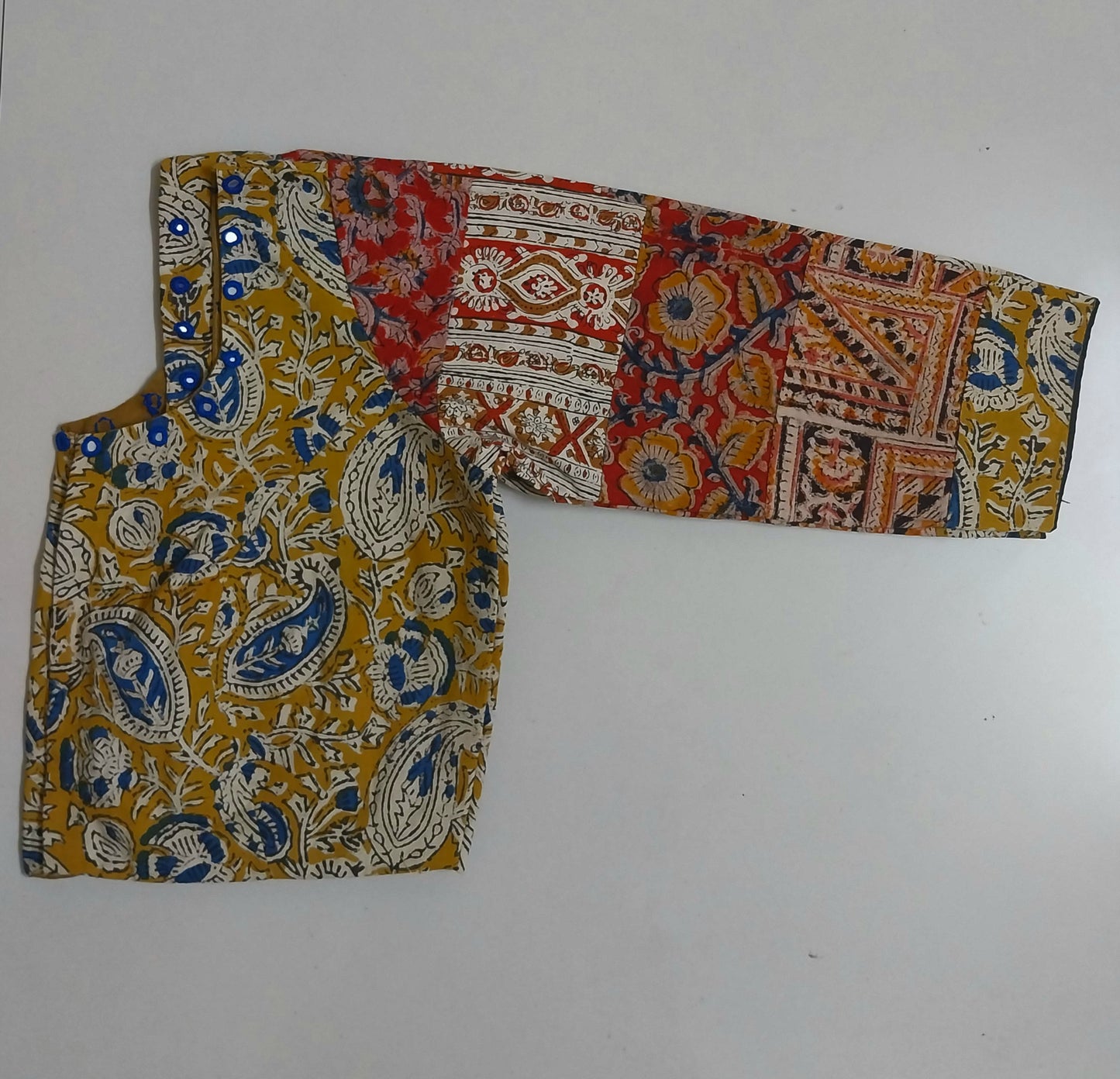 VIDYA – Handloom Cotton Kalamkari Full-Sleeve Blouse