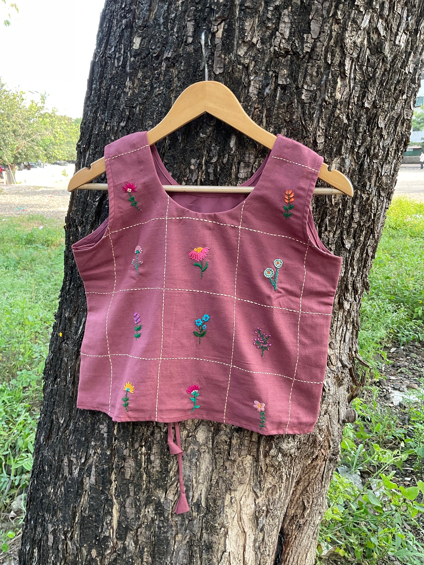 Juhi Hand-Embroidered Floral Cotton Top
