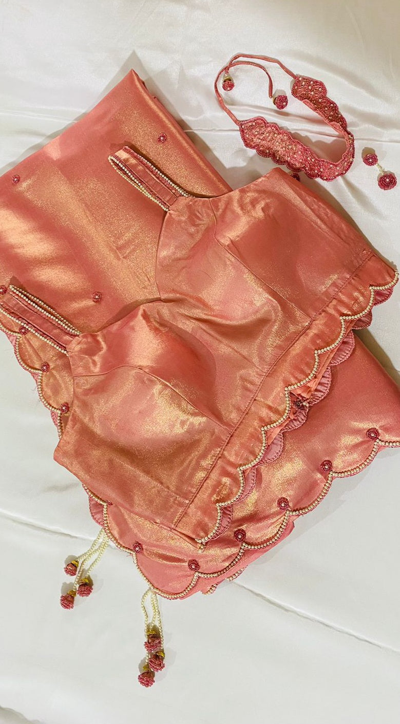 Handcrafted Chiffon Tissue Saree with Stitched Blouse