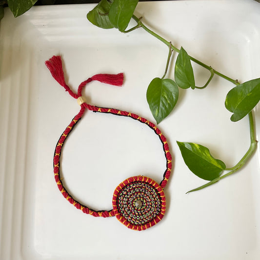Red & Black Handwoven Cotton Thread Choker