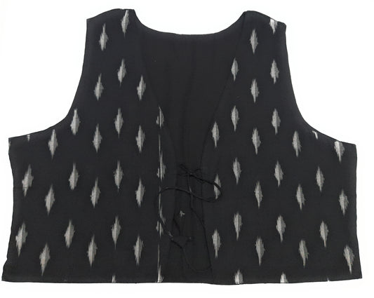 Black vest with white pattern on a white background