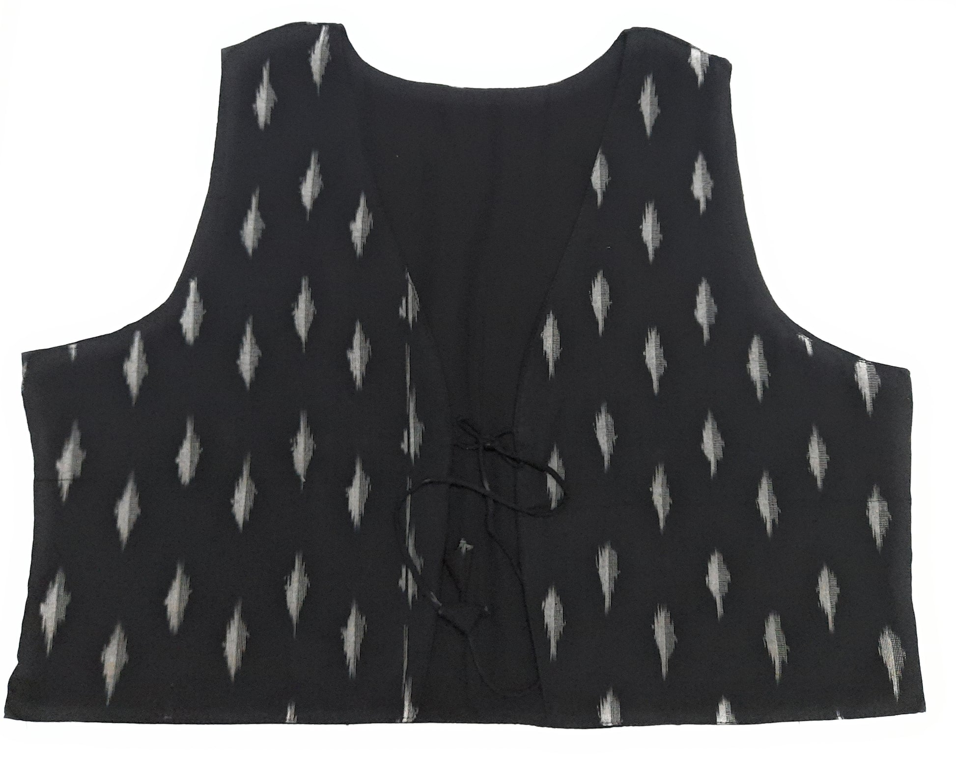 Black vest with white pattern on a white background