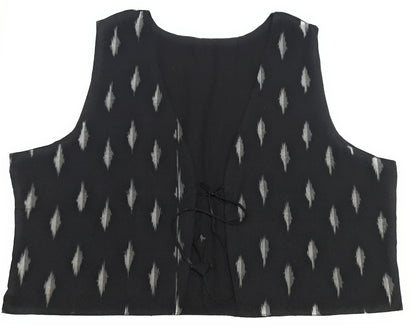 Black vest with white pattern on a white background