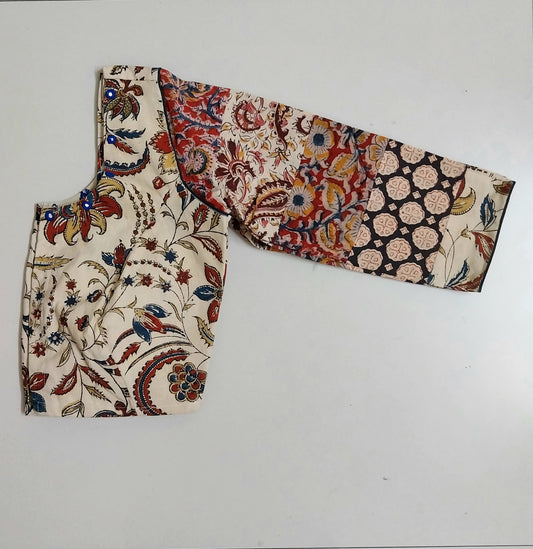 VIDYA – Handloom Cotton Kalamkari Full-Sleeve Blouse