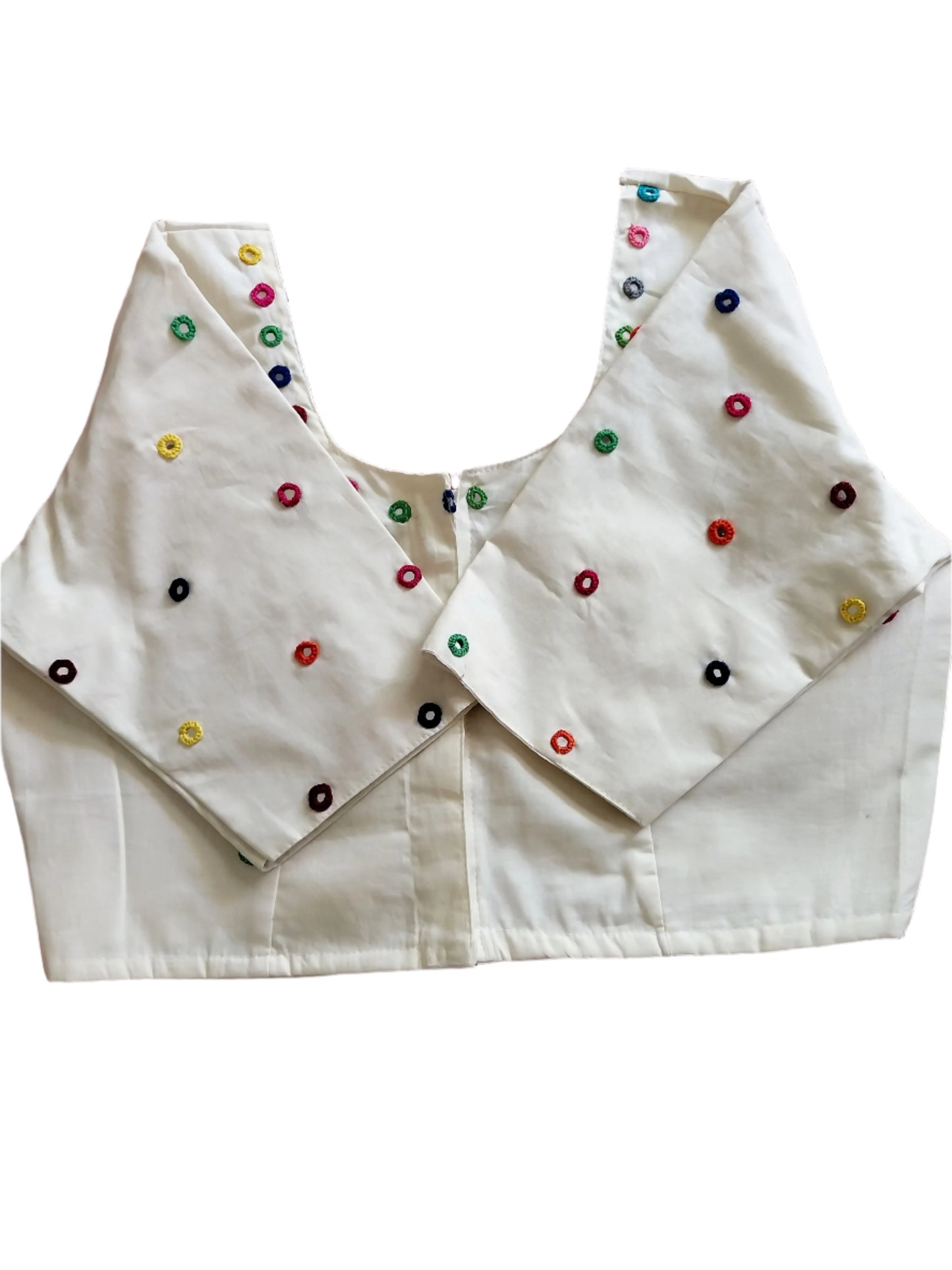 NOOR E MIRROR – Off-White Multicolor Mirror Work Cotton Blouse