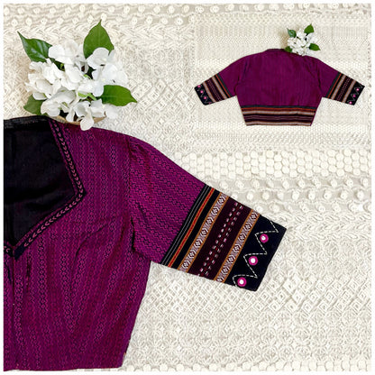 Cotton Silk KHANN Blouses with Thread Work & Mirror Detailing