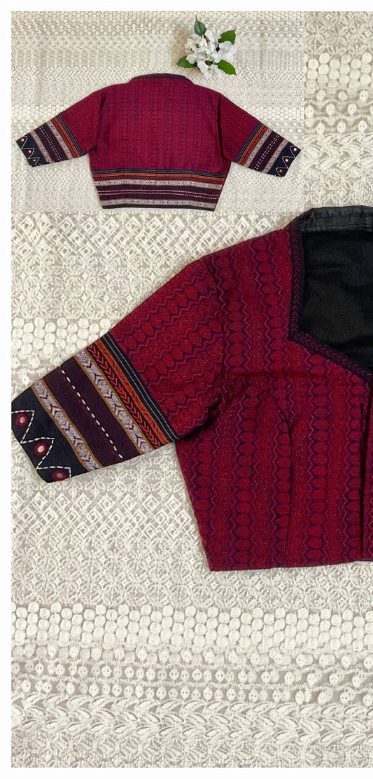 Cotton Silk KHANN Blouses with Thread Work & Mirror Detailing