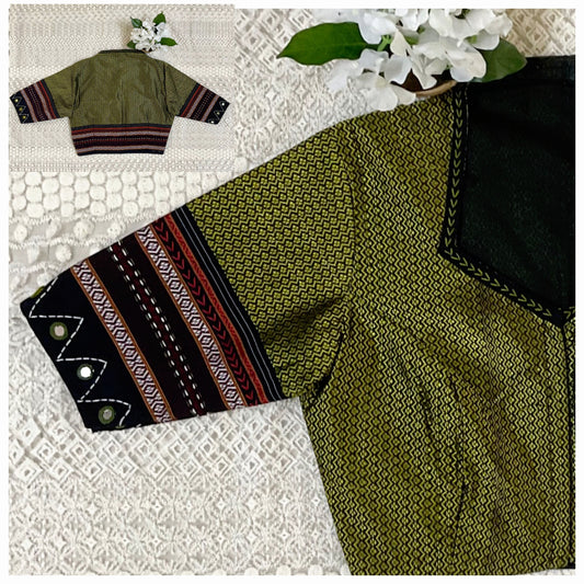 Cotton Silk KHANN Blouses with Thread Work & Mirror Detailing