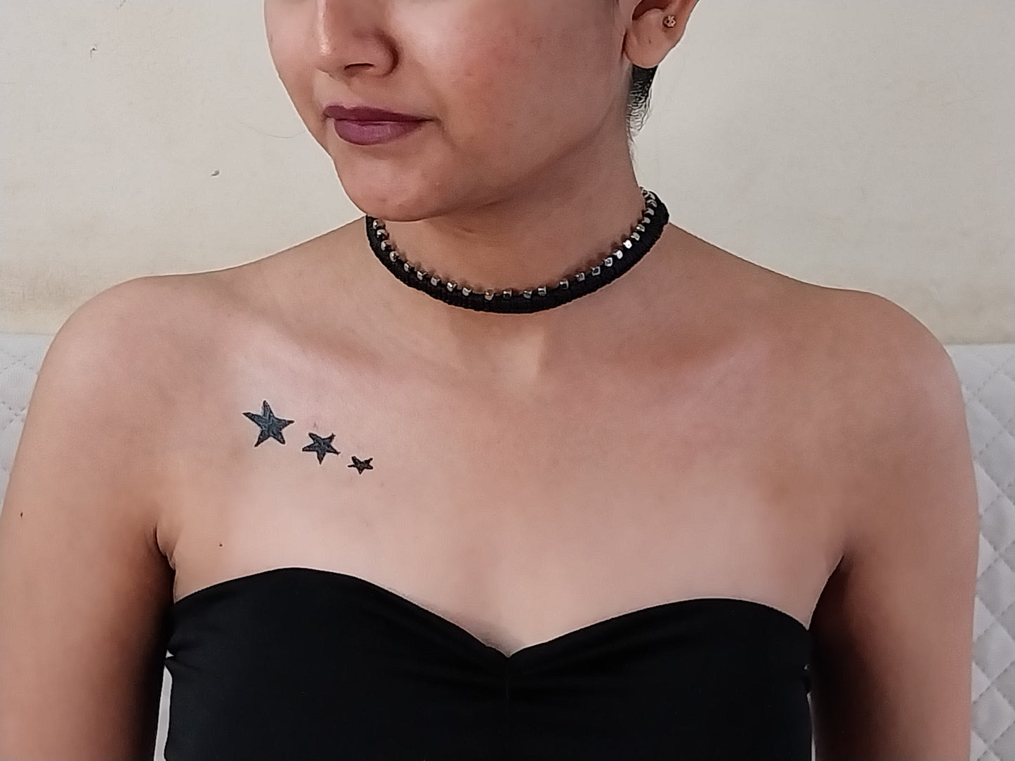 Black Macramé Choker with Oxidised Silver Beads