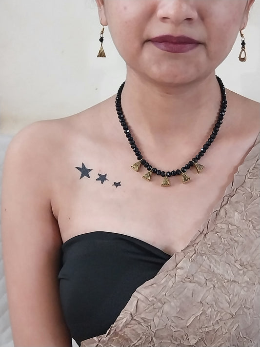 Classic Black Beaded Mangalsutra with Gold Decorative Beads