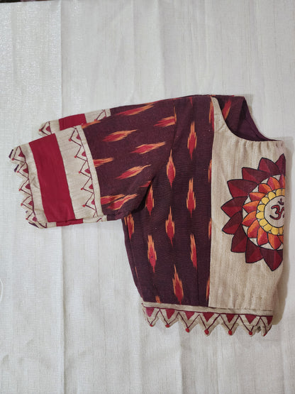 Sacred Aura Tussar Silk Saree with Hand-Painted Om & Ready Blouse