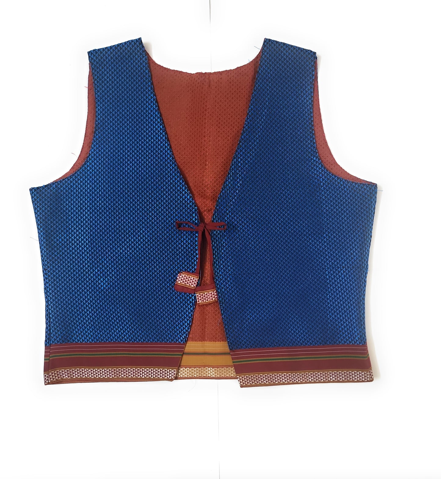 Reversible Handwoven Khann Cotton Jacket – Blue & Orange