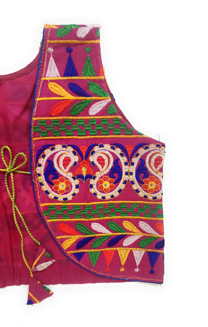Festive Pink Gomthi Embroidered Jacket/Koti – Multicolor Ethnic Cotton Waistcoat