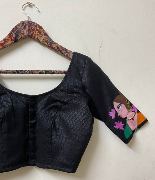 Venus – Hand-Painted Cotton Silk khann Blouse with Madhubani Art
