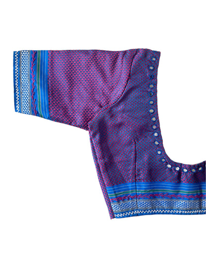 PURPLE KHANN BLOUSE WITH THREADWORK & MIRROR DETAILING