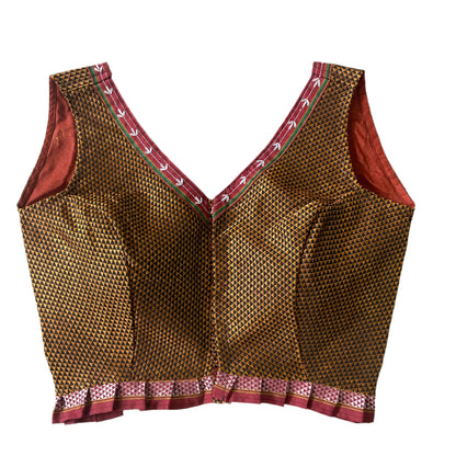 SLEEVELESS KHANN BLOUSE WITH THREADWORK & FRILL (ATTACHABLE SLEEVES)
