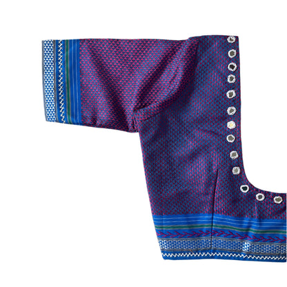 BLUE KHANN BLOUSE WITH THREAD & MIRROR WORK DETAILING
