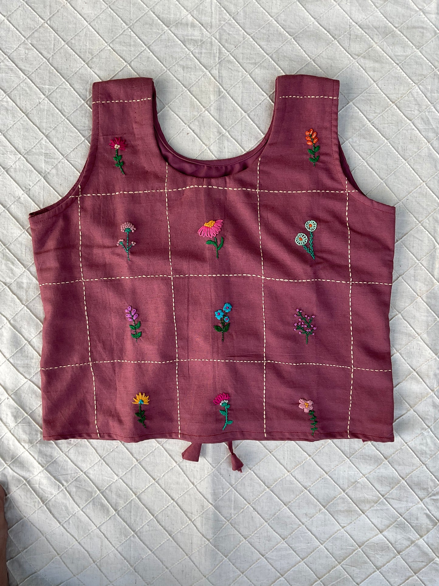 Juhi Hand-Embroidered Floral Cotton Top
