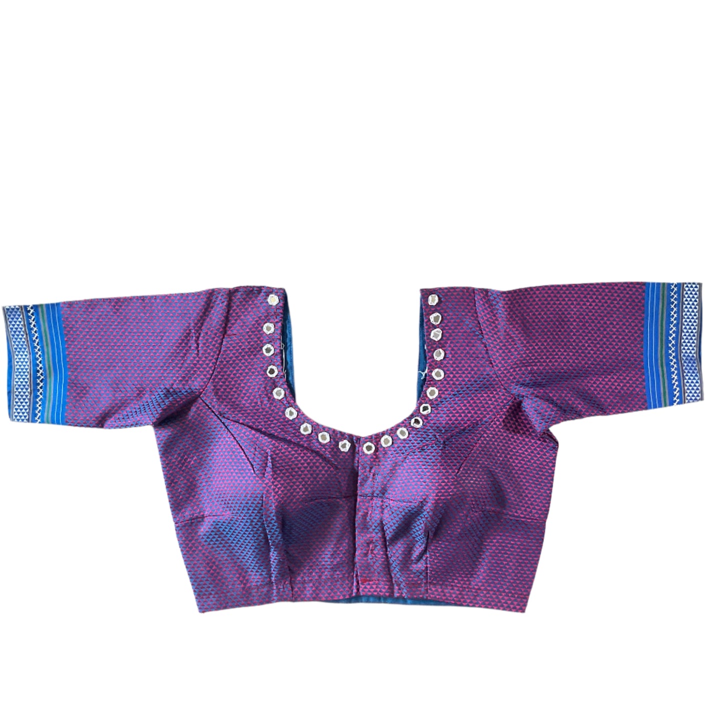 BLUE KHANN BLOUSE WITH THREAD & MIRROR WORK DETAILING