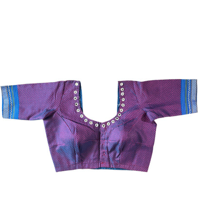 BLUE KHANN BLOUSE WITH THREAD & MIRROR WORK DETAILING