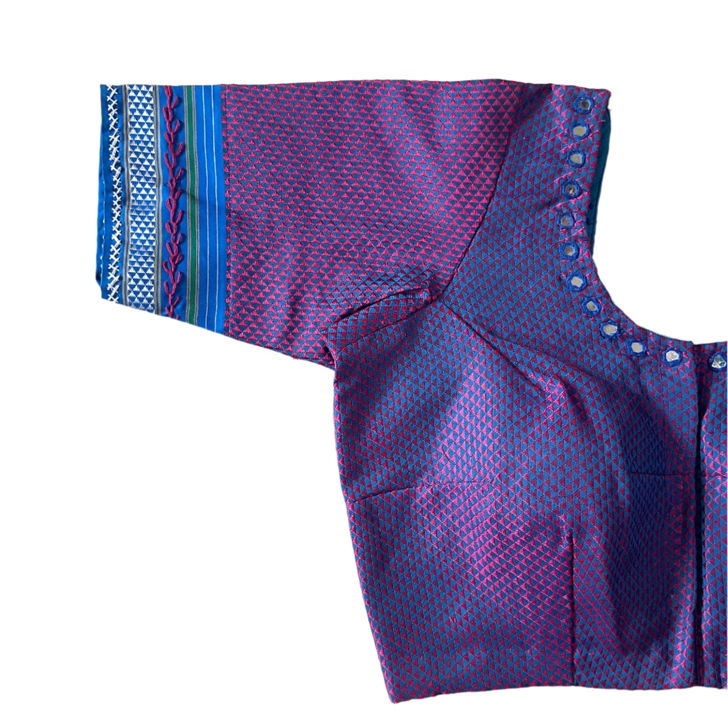 PURPLE KHANN BLOUSE WITH THREADWORK & MIRROR DETAILING