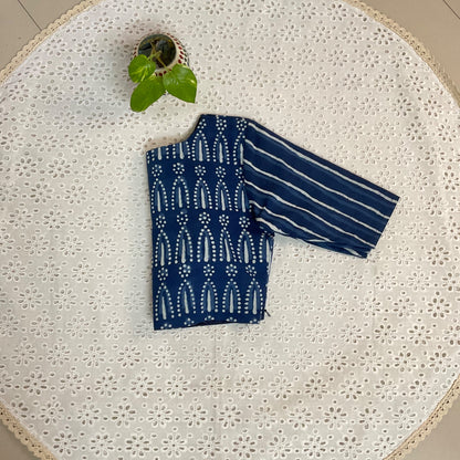 SANCHI – Indigo V-Neck Blouse