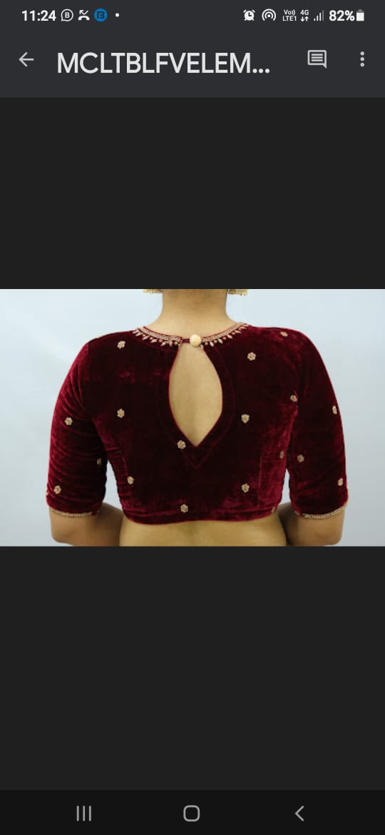 Velvet Blouse with Zardozi Ariwork Hand Embroidery – Maroon Saree Blouse