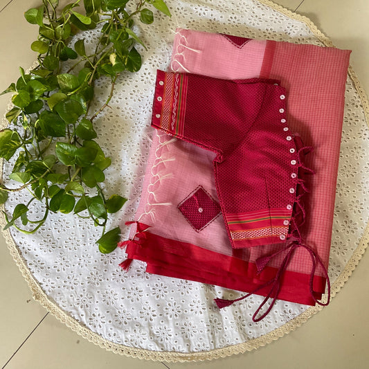 Elegant Craft – Kota Cotton Saree with Stitched Khann Blouse