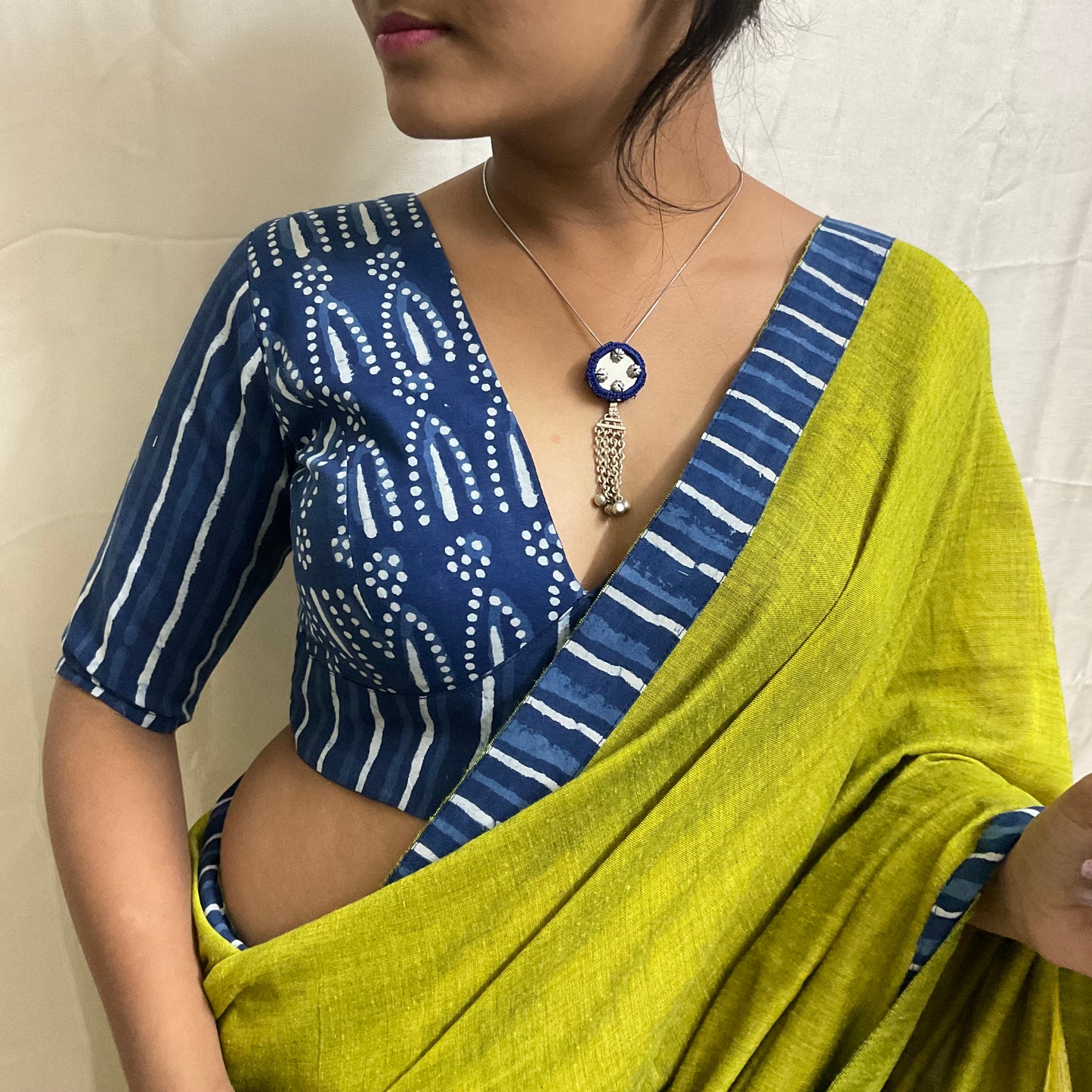 SANCHI – Indigo V-Neck Blouse