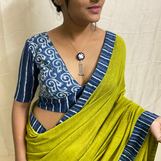 Sanchi- Indigo V-Neck Blouse
