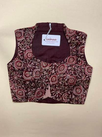 Patterned garment with a label on a beige background