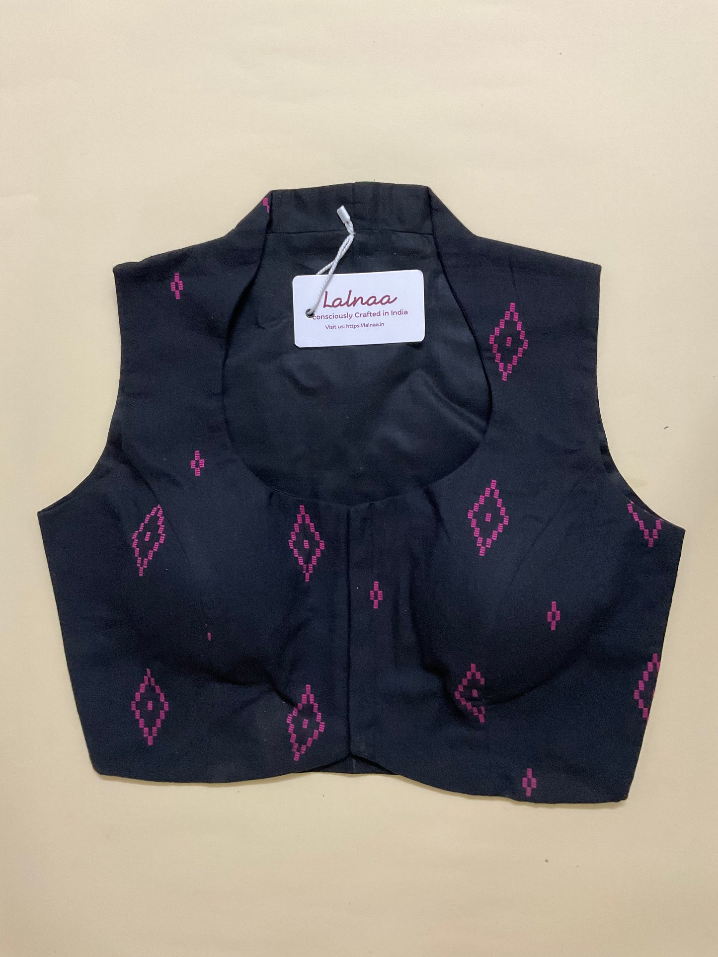 ADDA Ikat Blouse – Black & Magenta