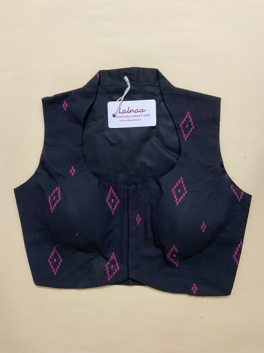 ADAA Ikat Blouse – Black & Magenta