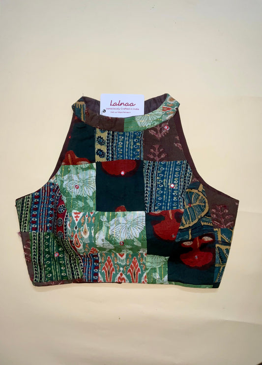 REVA - PATCHWORK BLOUSE- blouse /green