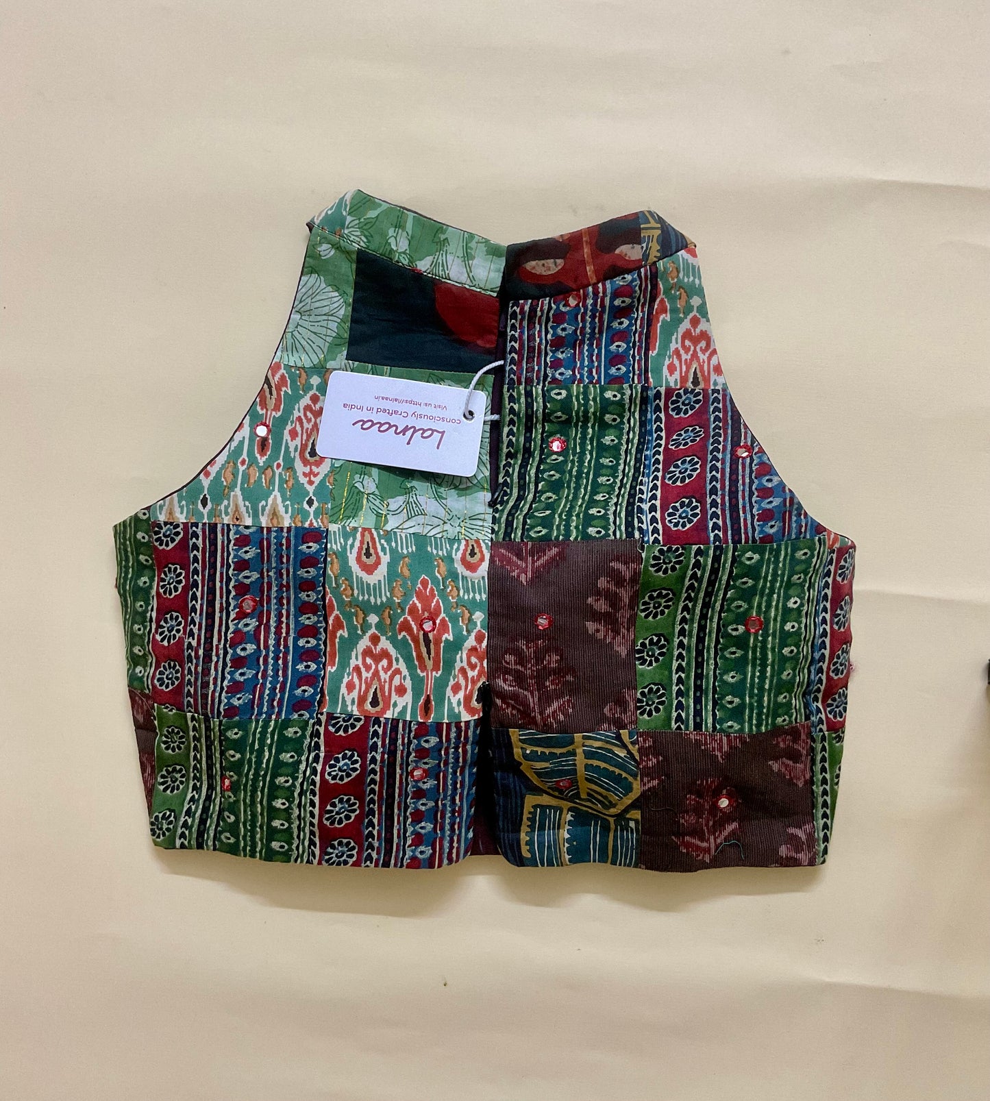 REVA - PATCHWORK BLOUSE- blouse /green