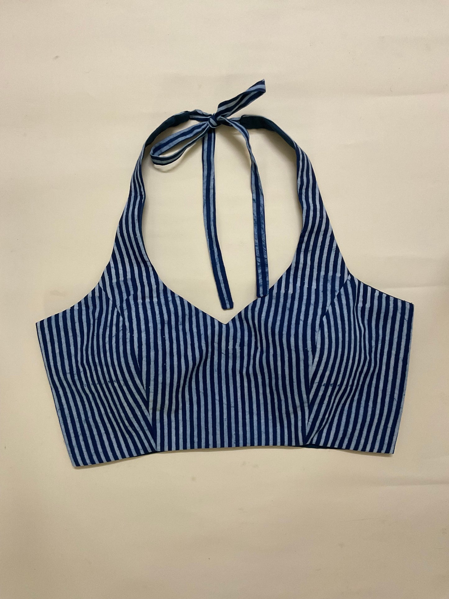 MAYA- halter indigo stripes blouses