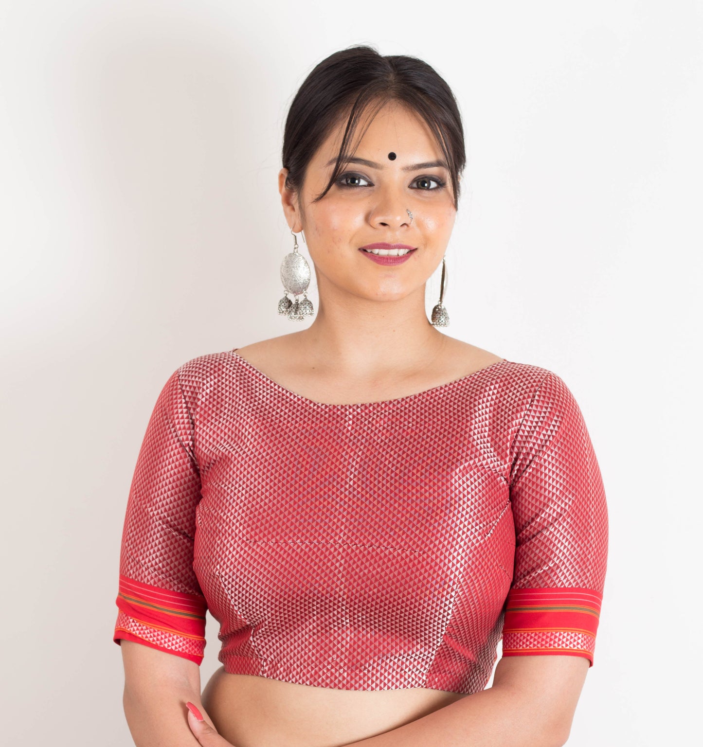 RED KHANN BLOUSE WITH LOOP & STRING TIE-UP BACK