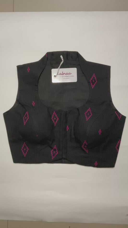 ADAA Ikat Blouse – Black & Magenta