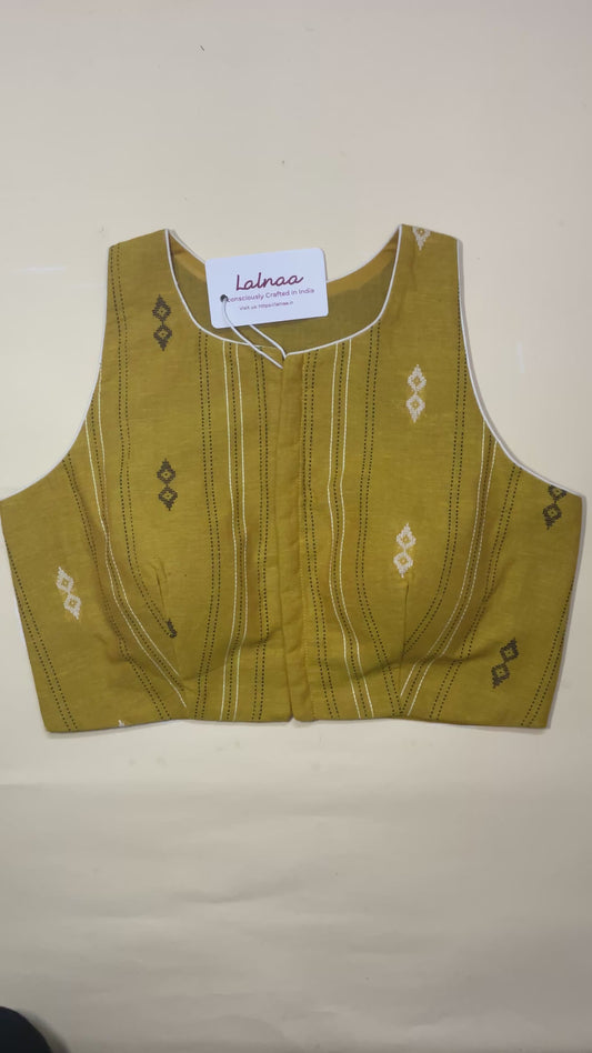 Yellow fusing sleeveless blouse