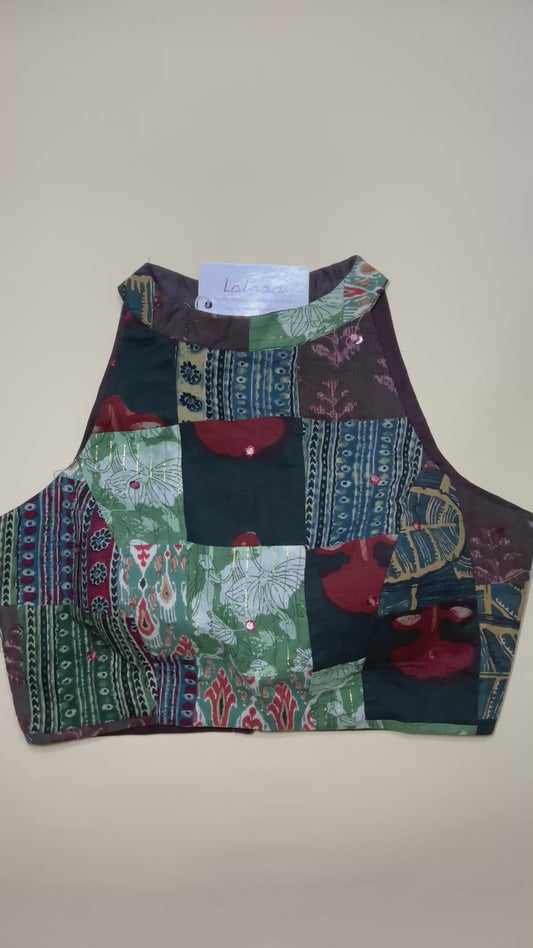 REVA - PATCHWORK BLOUSE- blouse /green
