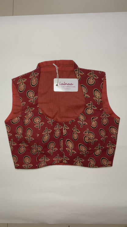ADDA Cotton Blouse – Rust Handblock Inspired Print